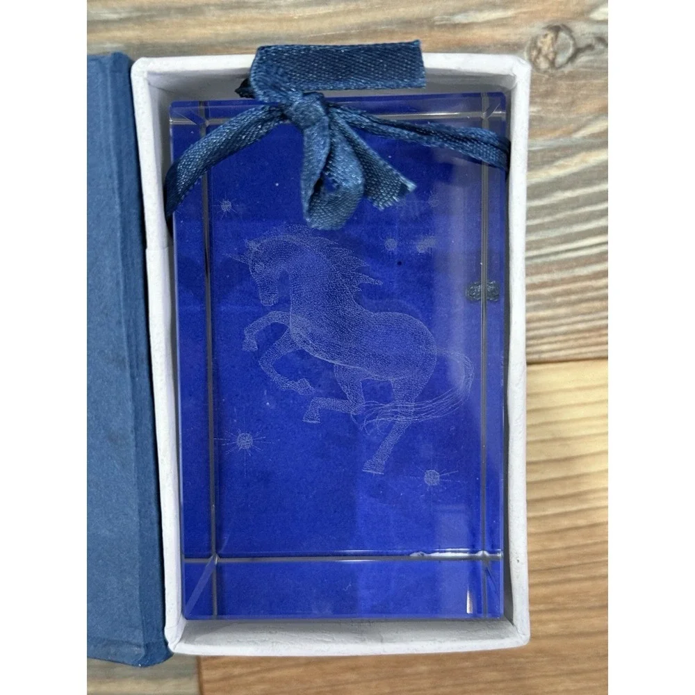 New Clear Acrylic Unicorn Paperweight. In original box